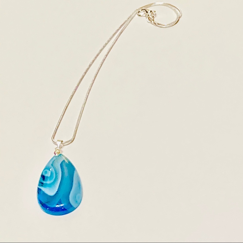 THERAPEUTIC Blue ONYX STONE NECKLACE With Soothing Ocean Waves & Healing Energy - Picture 11 of 11